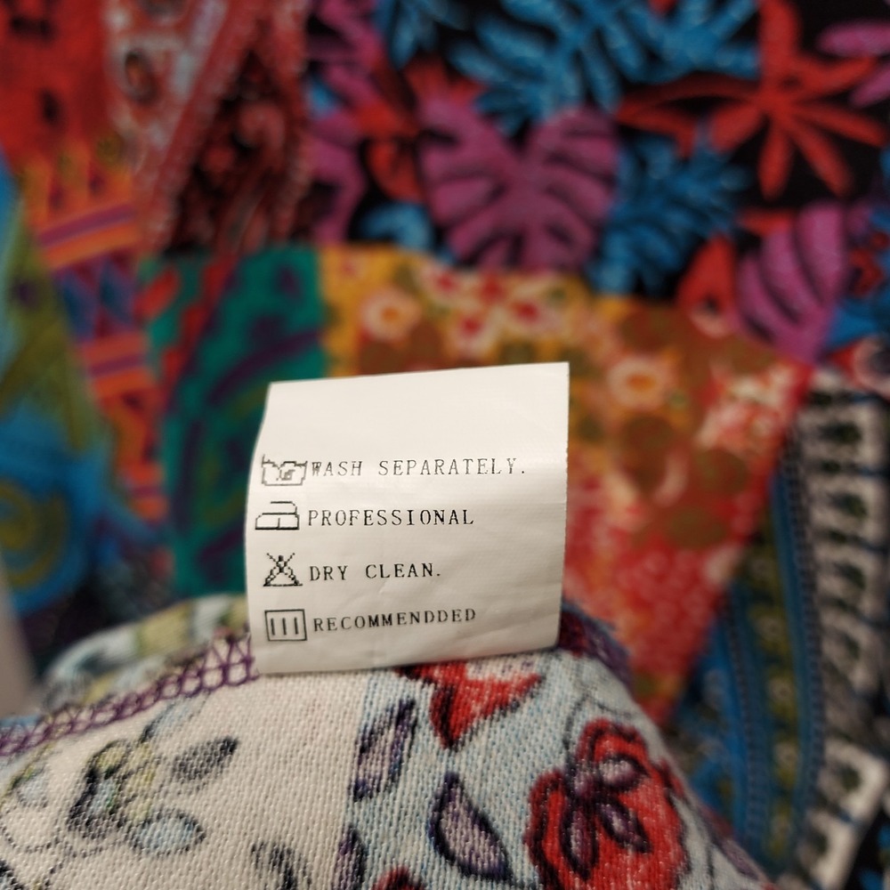 Patchwork Print Maxi Dress Womens XL Boho Festival Colorful Paisley V Neck Indie - Picture 7 of 10